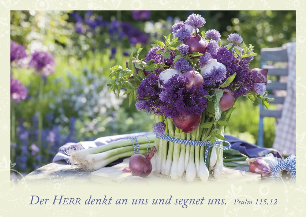 Postkarte Der HERR denkt an uns / Garten - 10 Stück pro Päckchen