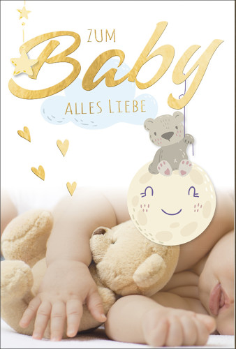 Doppelkarte Teddy auf Mond