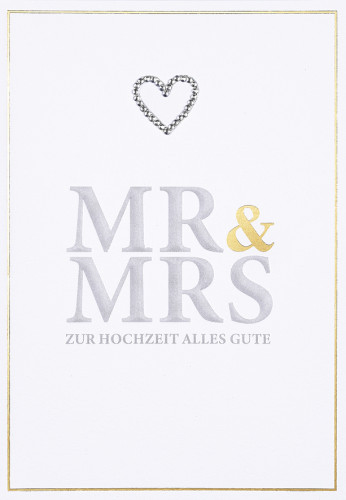 Doppelkarte Mr & Mrs Strasssteinherz