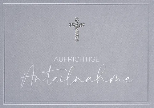 Doppelkarte Trauer Strasssteinkreuz