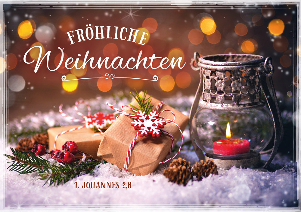 Doppelkarte Weihnachten Zwei Päckchen im Schnee