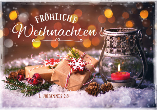 Doppelkarte Weihnachten Zwei Päckchen im Schnee