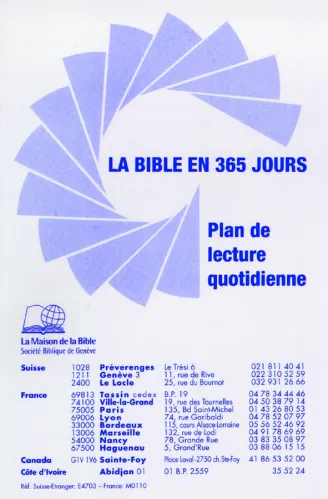 Bible en 365 jours (La) - Plan de lecture quotidienne