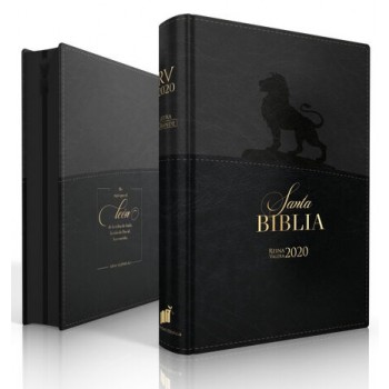 Spanisch, Bibel Reina Valera 2020, Grossschrift, Kunstleder duo schwarz/grau Motiv lion,...