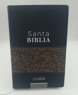 Spanisch, Bibel Reina Valera 2020, biegsam,  dunkelblau mit Laubmotiven