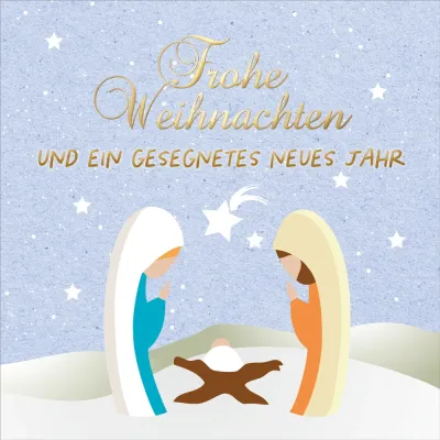 Doppelkarte Weihnachten Krippe im Schnee ENC