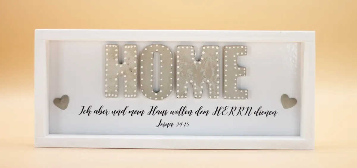 Wandbild aus Holz HOME Jos. 24,15 - Dekobild mit Aufhänger