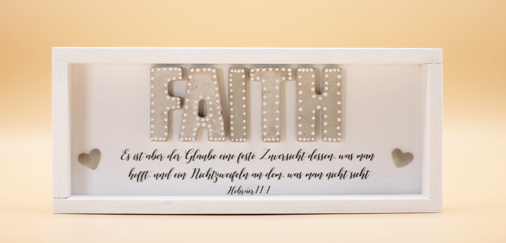 Cementini Wandbild FAITH Hebr. 11,1 - Dekobild mit Aufhänger