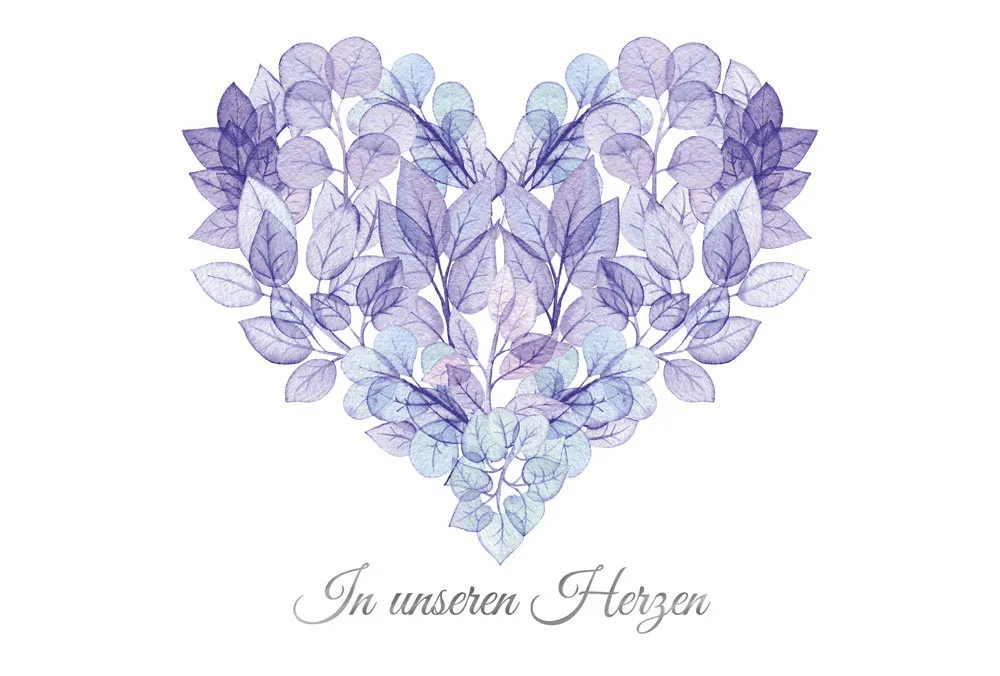 Doppelkarte Trauer Blätterherz SF