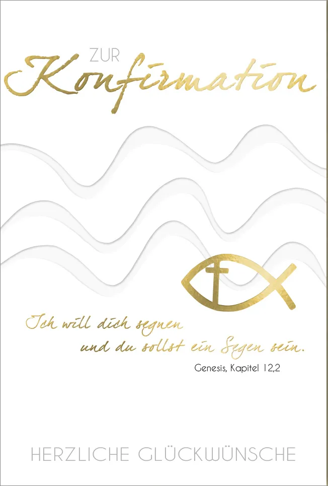 Doppelkarte Wellen Fische Kreuz