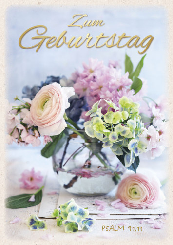 Postkarte Geburtstag / Blumen GF