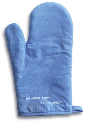 An Gottes Segen ist alles gelegen - Küchen-Handschuh (blau)