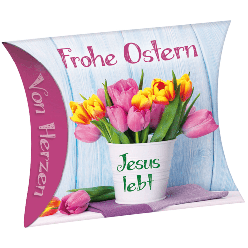 Frohe Ostern - Jesus lebt (Schafmilchseife Herz) - Duft: zart, nach Rose (30g)