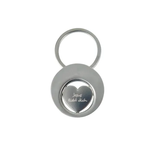 Jesus liebt dich - Einkaufswagenchip Herz - Schlüsselanhänger