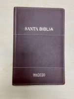 Spanisch, Bibel Reina Valera 2020, Kunstleder, braun mit goldenen Ziernähten, Goldschnitt