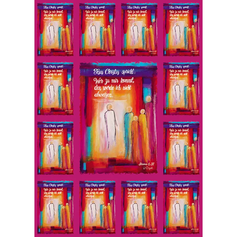 Wer zu mir kommt - Motiv Dorette Digel - Aufkleber-Grußkarten