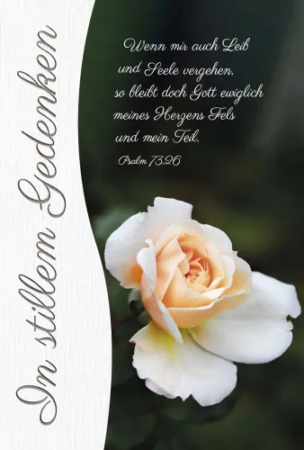 Doppelkarte Trauer Rose Wenn mir auch Leib und Seele vergehen