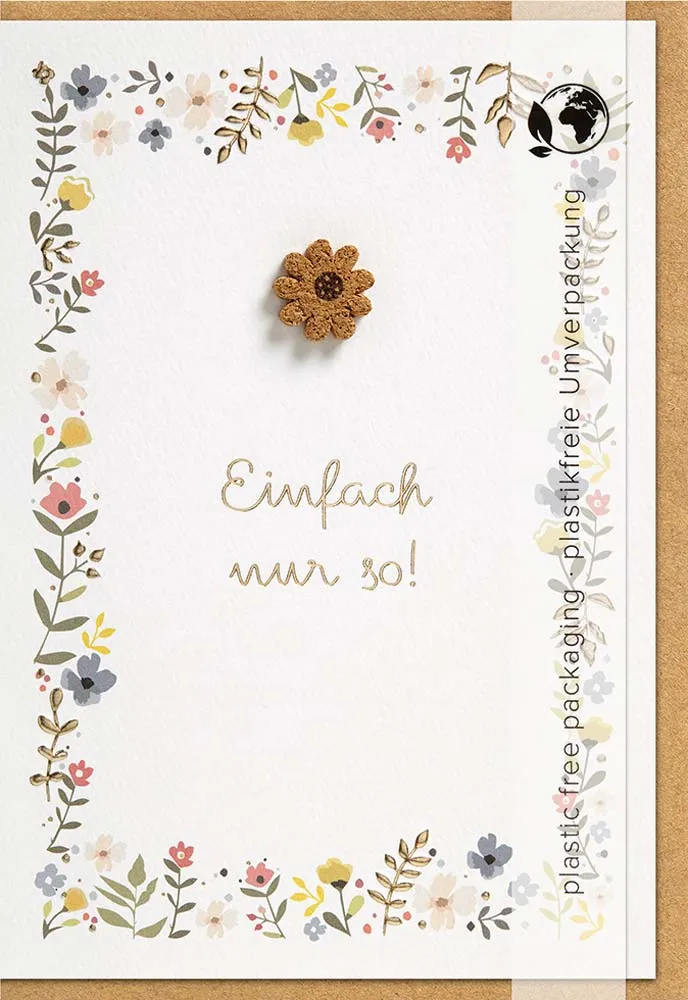 Doppelkarte Einfach nur so mit Kork-Applikation