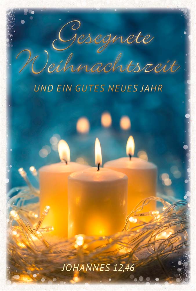 Doppelkarte Weihnachten Drei goldene Kerzen