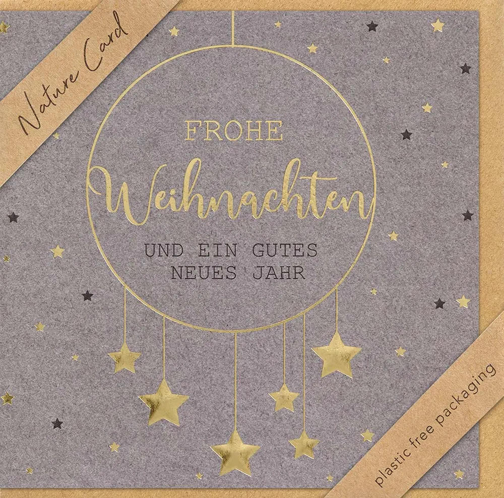Doppelkarte Weihnachten Goldene Sterne NC