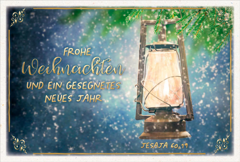 Postkarte Weihnachten Öllampe