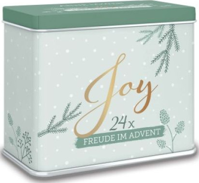 JOY - Adventskalenderbox (Metalldose mit 24 Karten) - 24 x Freude im Advent
