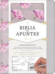 Spanisch, Logbuch Bibel Reina Valera 1960, grau und geblümt bedruckter Stoff