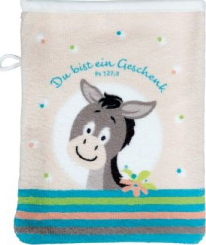 Du bist ein Geschenk - Waschhandschuh Esel Felix