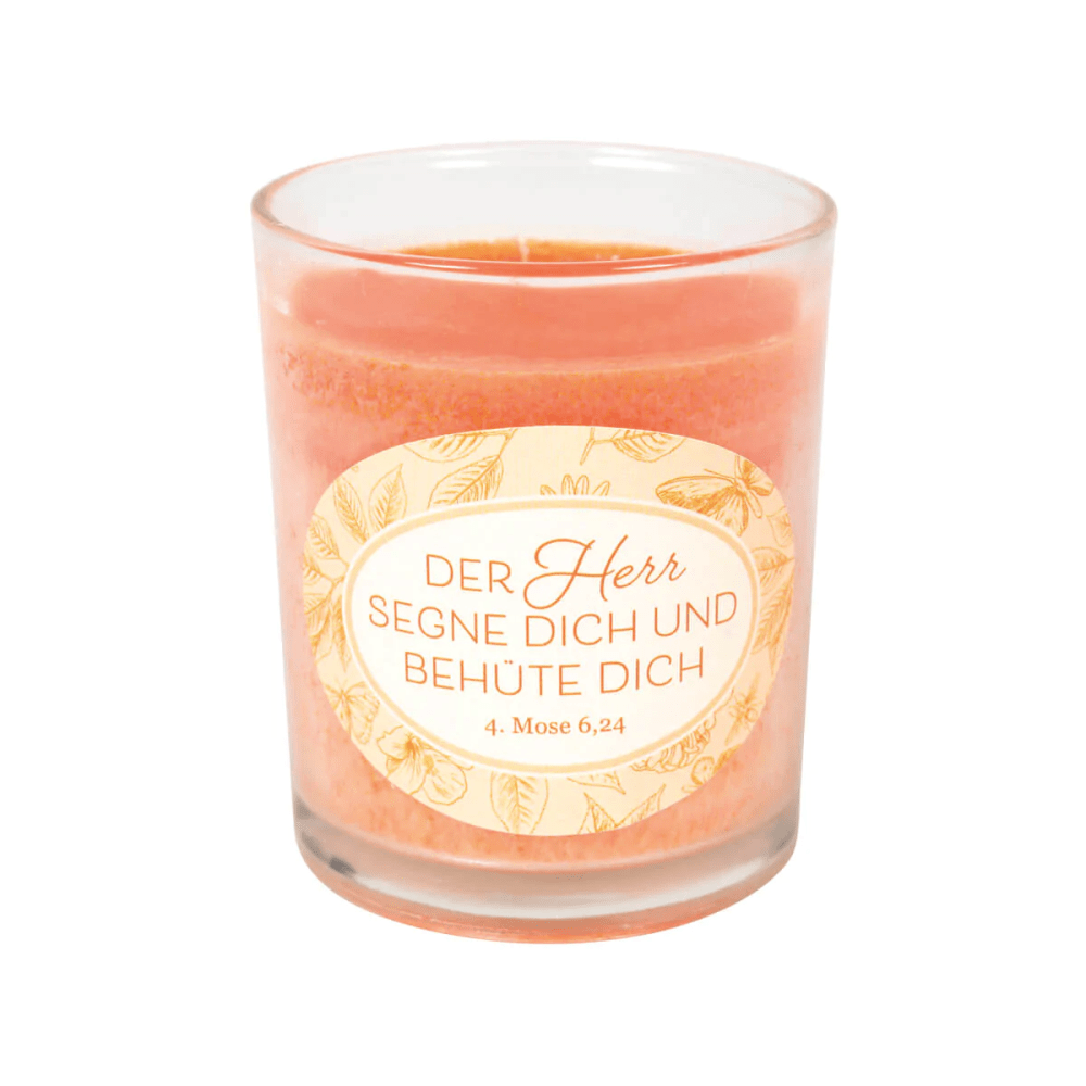 Der Herr segne ich und behüte dich - Glas mit Duftkerze Orange