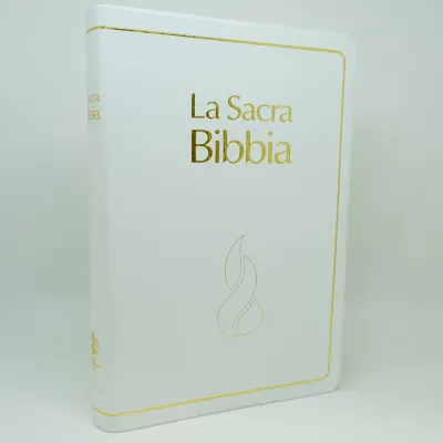 Italienisch, Bibel Nuova Riveduta, Parallelstellen - Fibroleder, Griffregister, Goldschnitt, Weiss