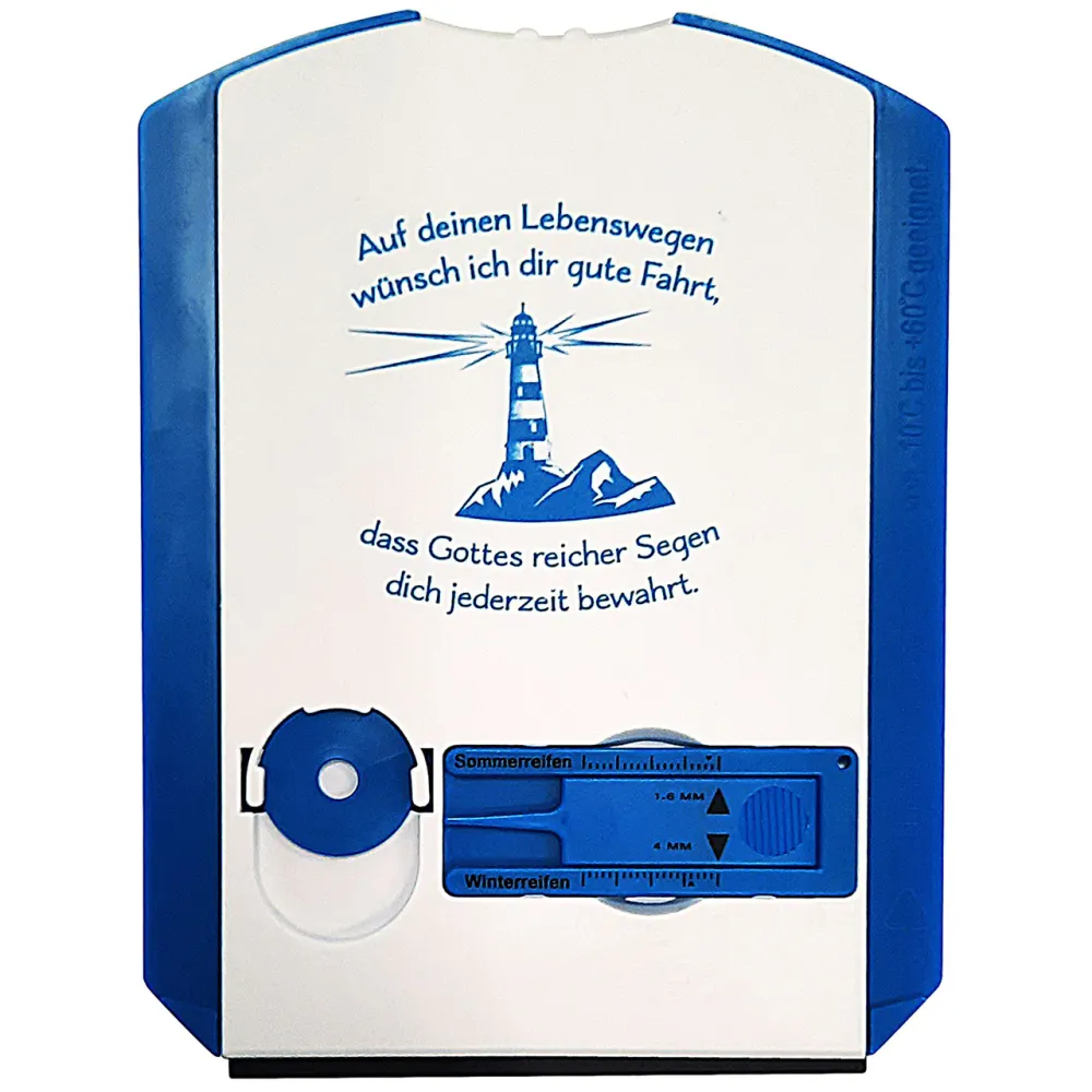 Auf deinen Lebenswegen (Parkscheibe)
mit Eiskratzer, Einkaufschip und Profilmesser