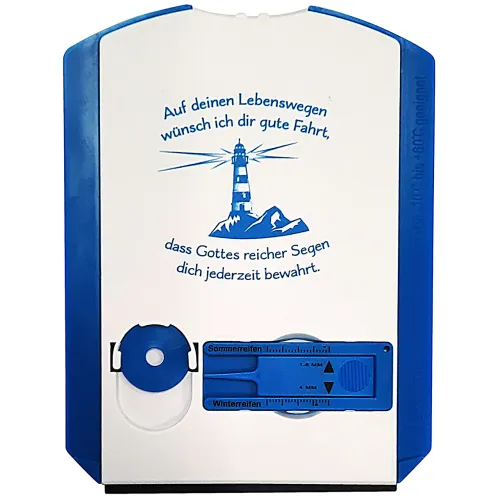 Auf deinen Lebenswegen (Parkscheibe)
mit Eiskratzer, Einkaufschip und Profilmesser