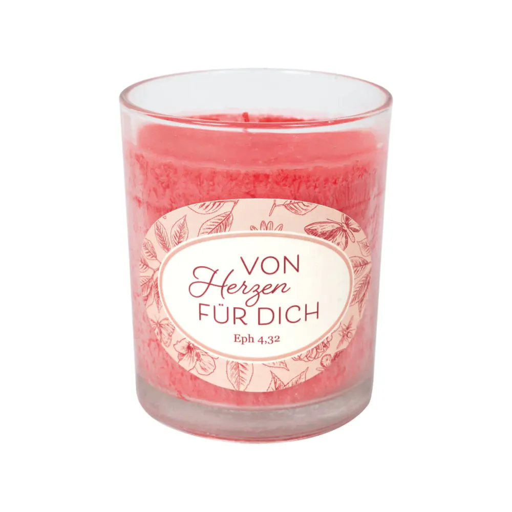 Von Herzen für dich - Glas mit Duftkerze Vanille-Kirsch