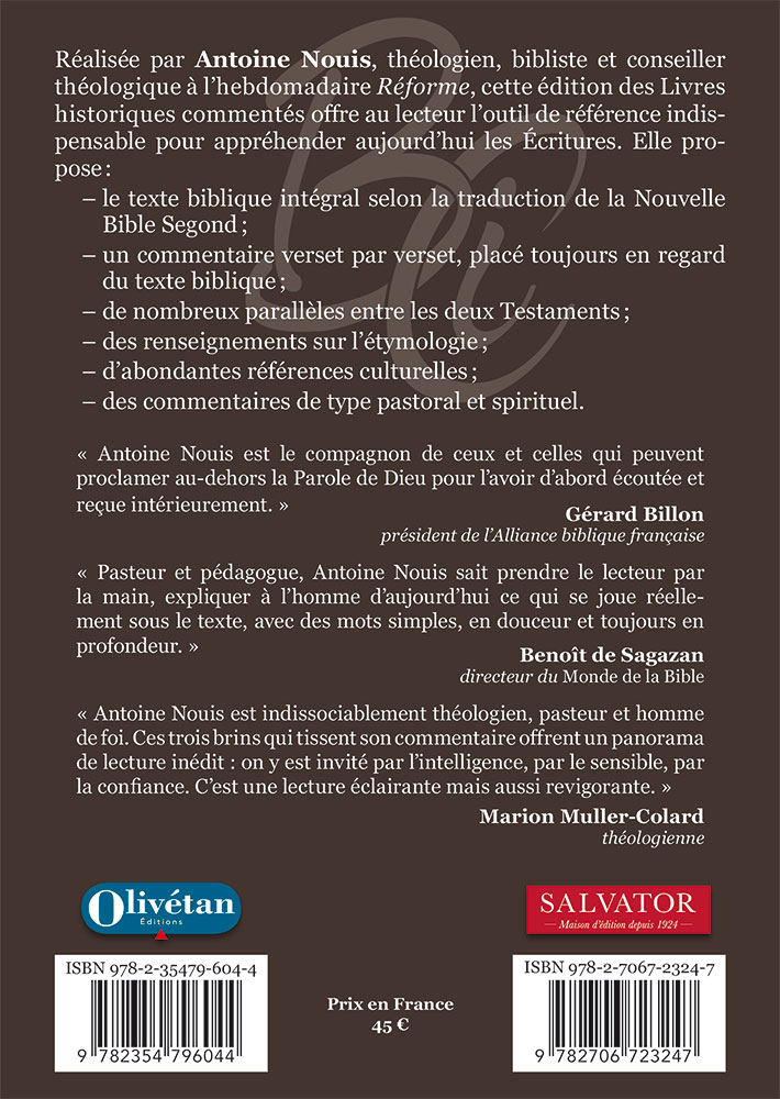 Bible, 2. les livres historiques (La) - Commentaire intégral verset par verset